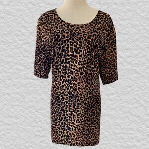 Jostar Plus Size Slinky Drape Stretchy Leopard Animal Print Tunic Top